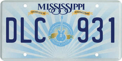 MS license plate DLC931