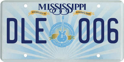 MS license plate DLE006