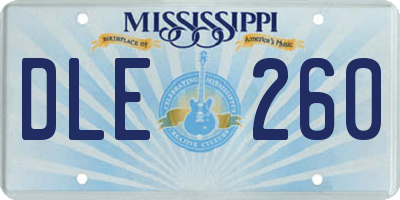 MS license plate DLE260