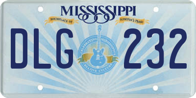 MS license plate DLG232