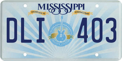 MS license plate DLI403