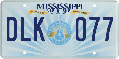 MS license plate DLK077