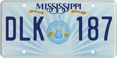 MS license plate DLK187