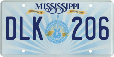 MS license plate DLK206