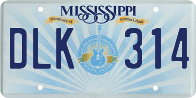 MS license plate DLK314