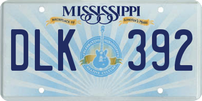 MS license plate DLK392