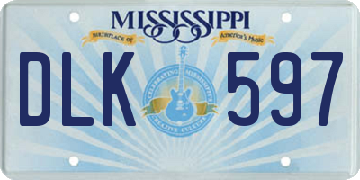 MS license plate DLK597