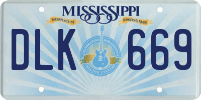 MS license plate DLK669