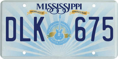 MS license plate DLK675