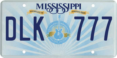 MS license plate DLK777