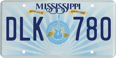 MS license plate DLK780
