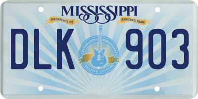 MS license plate DLK903