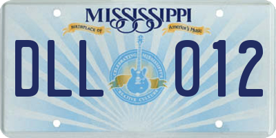 MS license plate DLL012