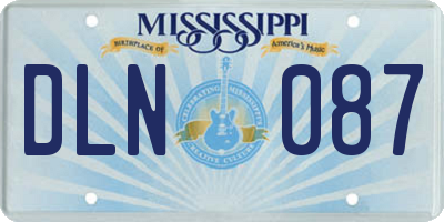 MS license plate DLN087