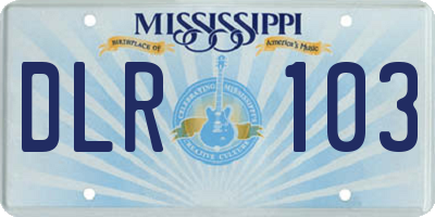 MS license plate DLR103