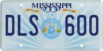 MS license plate DLS600