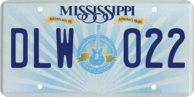 MS license plate DLW022