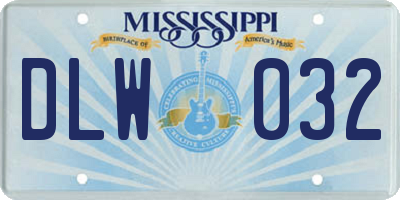 MS license plate DLW032