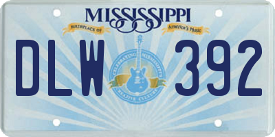 MS license plate DLW392