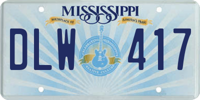 MS license plate DLW417