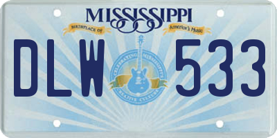 MS license plate DLW533