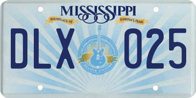 MS license plate DLX025