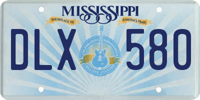 MS license plate DLX580
