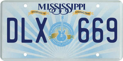 MS license plate DLX669