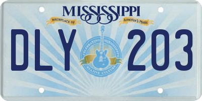 MS license plate DLY203