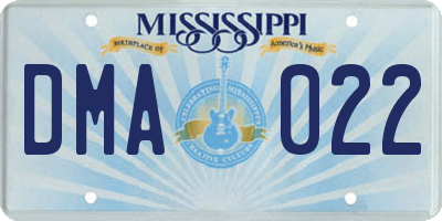 MS license plate DMA022