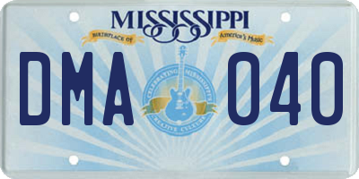 MS license plate DMA040