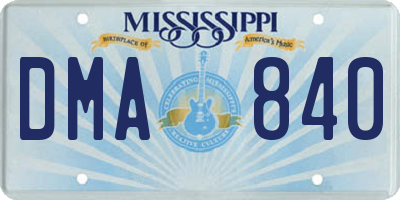 MS license plate DMA840