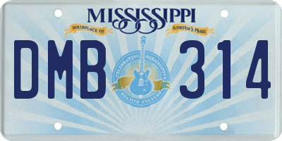 MS license plate DMB314