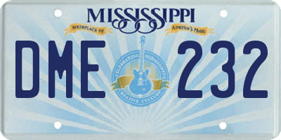 MS license plate DME232