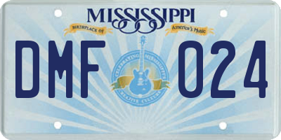 MS license plate DMF024