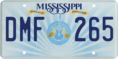 MS license plate DMF265