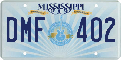 MS license plate DMF402