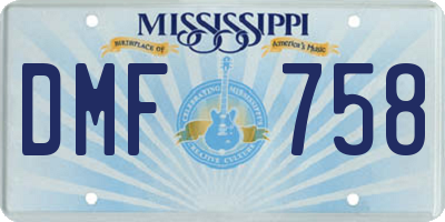MS license plate DMF758