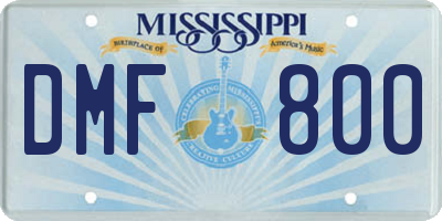 MS license plate DMF800