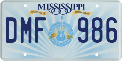 MS license plate DMF986