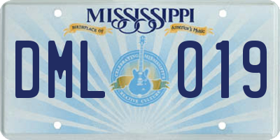 MS license plate DML019