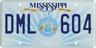 MS license plate DML604