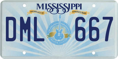 MS license plate DML667
