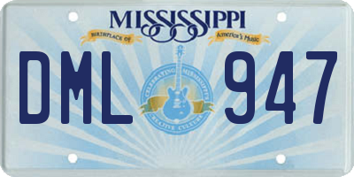 MS license plate DML947