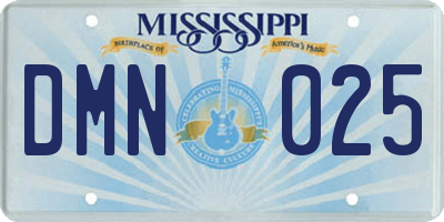 MS license plate DMN025