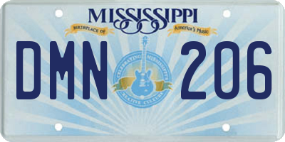 MS license plate DMN206