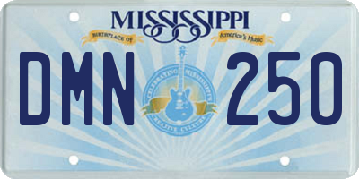 MS license plate DMN250