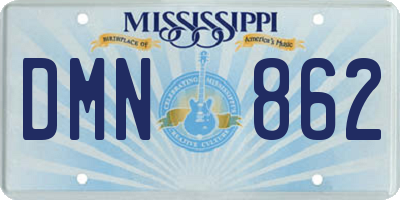 MS license plate DMN862