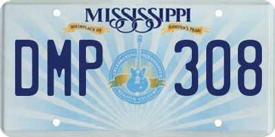 MS license plate DMP308