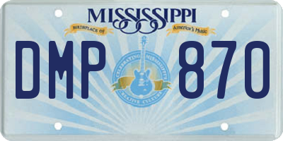 MS license plate DMP870